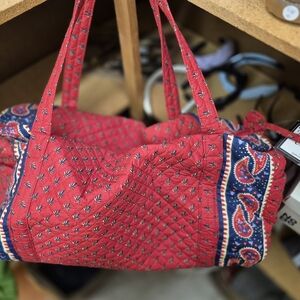 Red Quilted Paisley Tote Bag